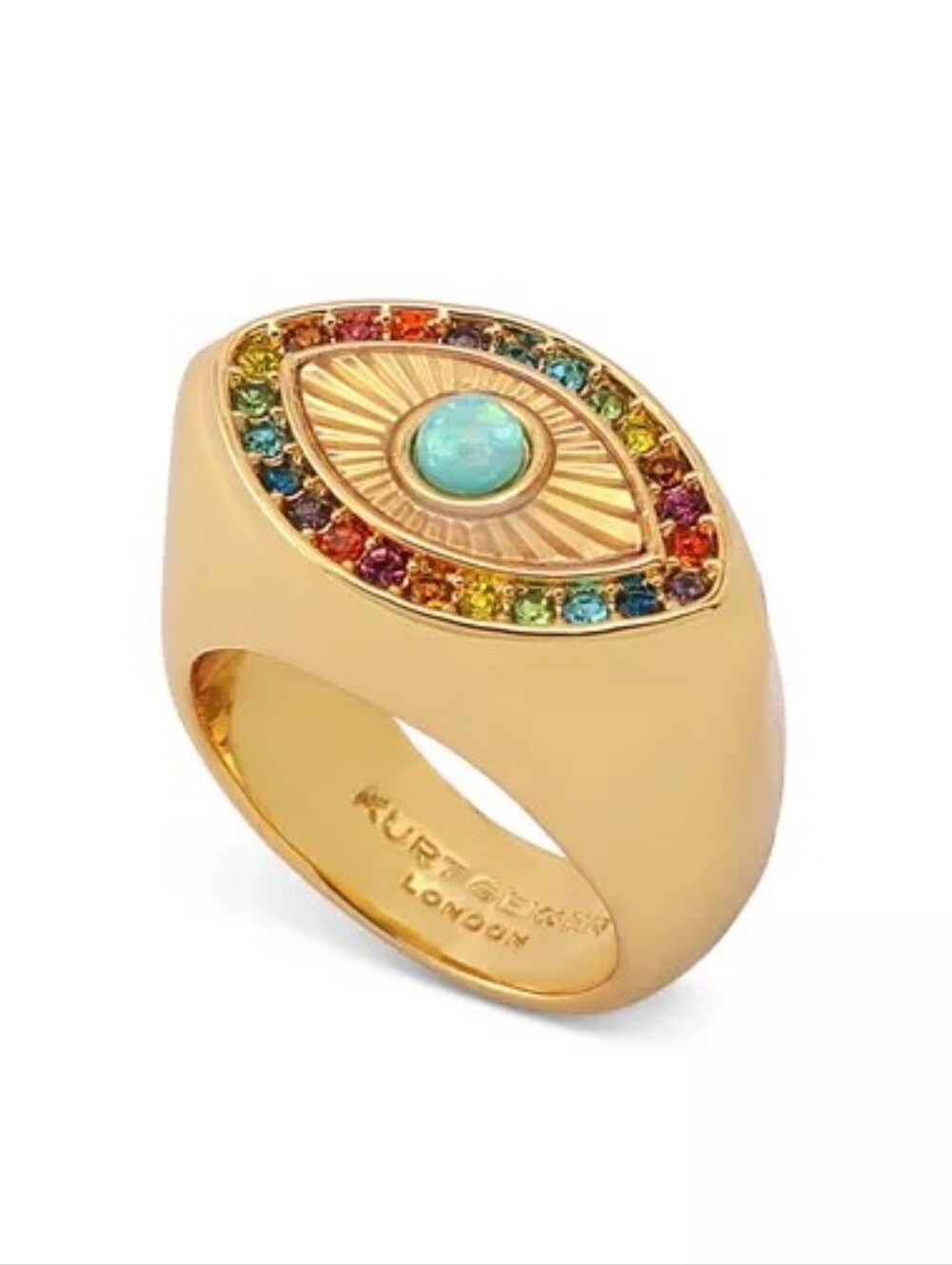 Kurt Geiger Gold Rainbow Eye Ring Sz 8
